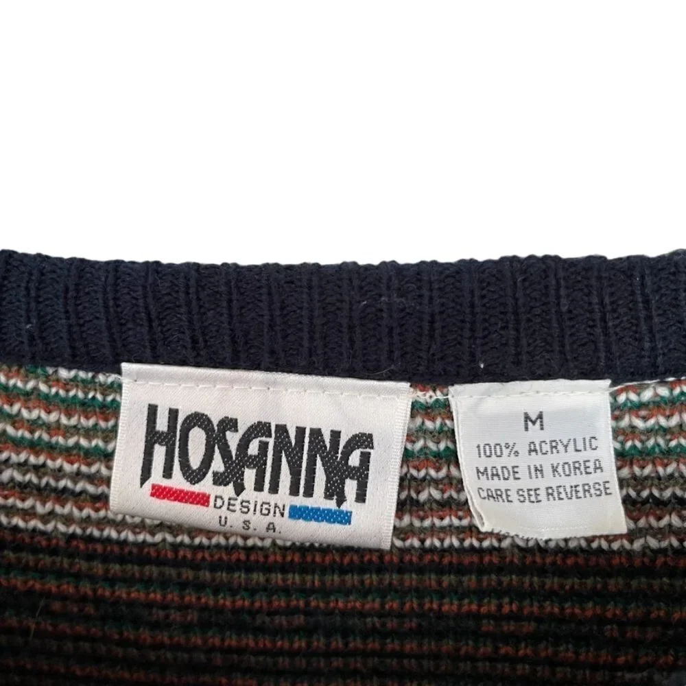 𝅺vintage Hosanna Floral Knit Grandma Sweater Cardigan Medium - Picture 5 of 5